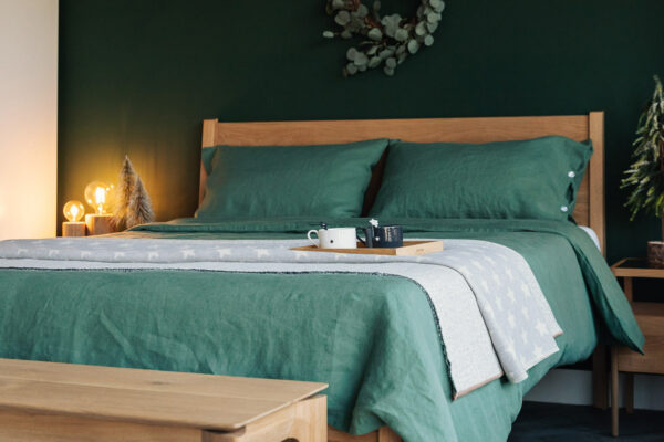 green pure linen bedding