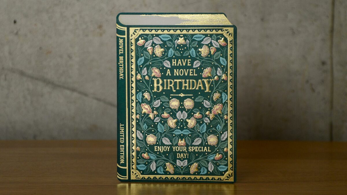 green novel birthday card book design
