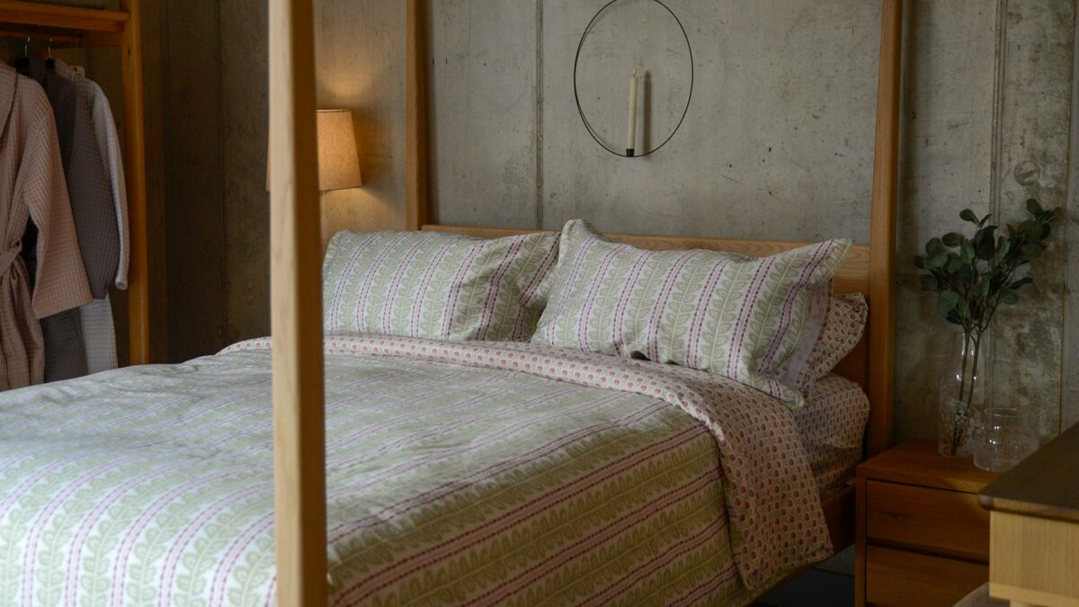 green pink florla print bedding collection
