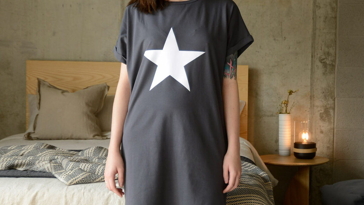 charcoal star t-shirt dress