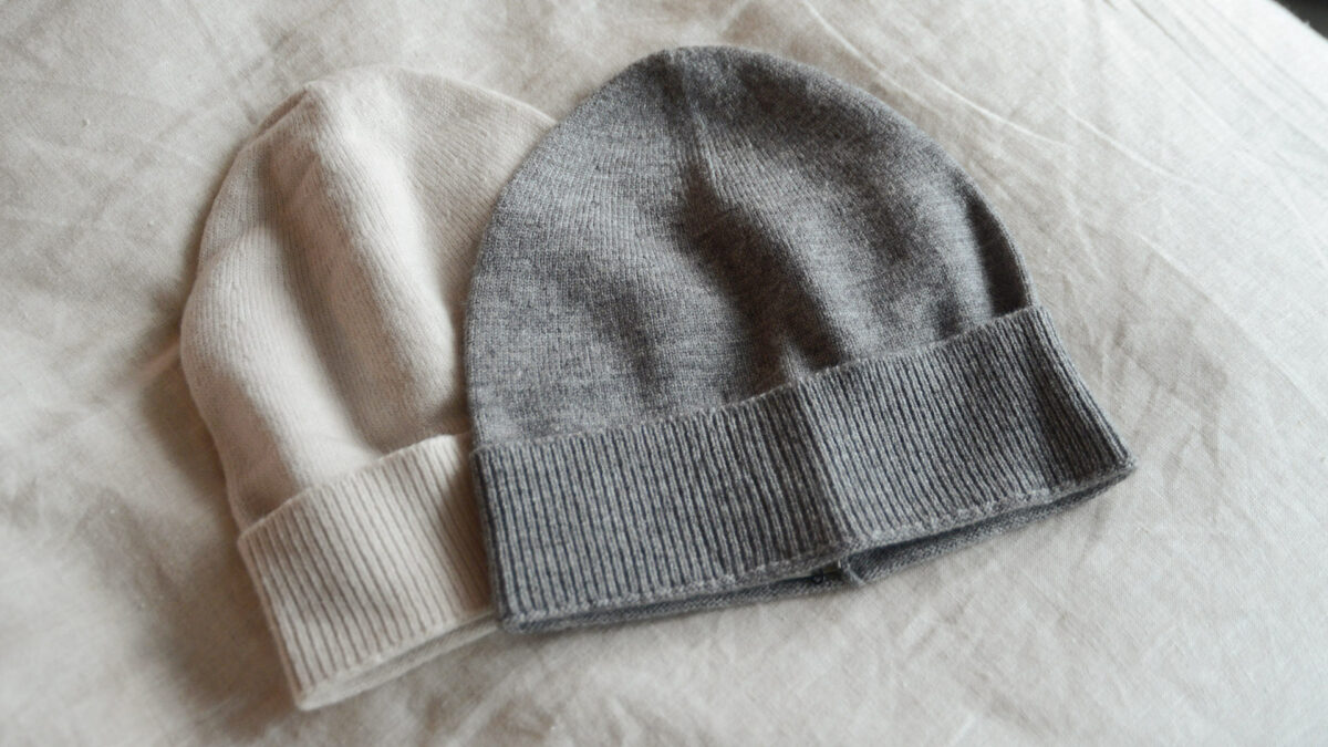 grey and ecru hats