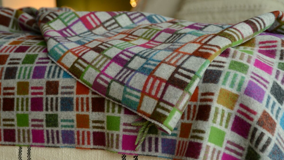 grey and multi colour throw modern design