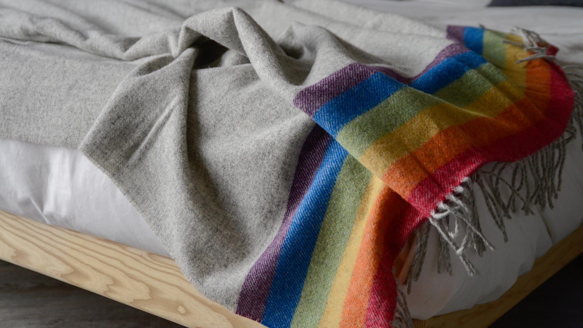 Rainbow coloured throws outlet