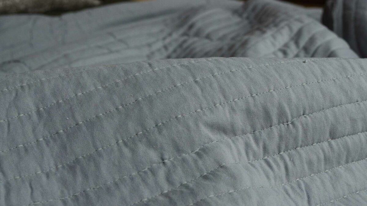 grey and white reversible stitched bedspread2
