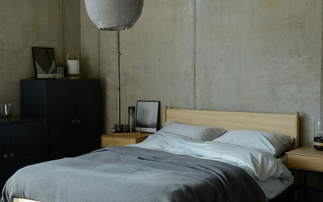 modern grey bedspread