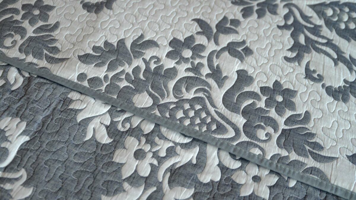grey blue and white classic jacquard bedspread