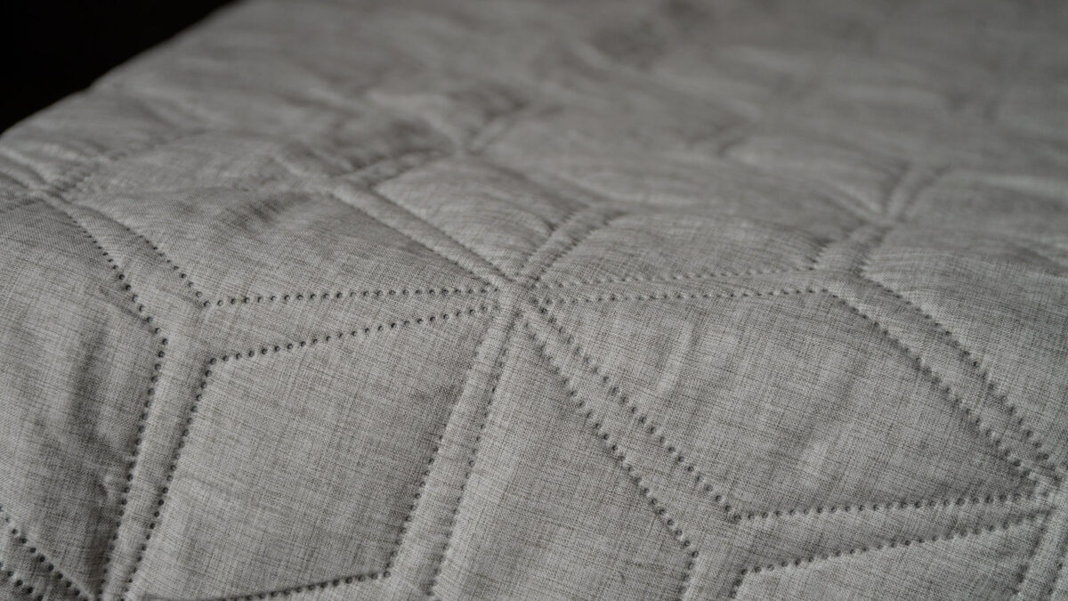 grey chambray look heaxagonal quilt detail