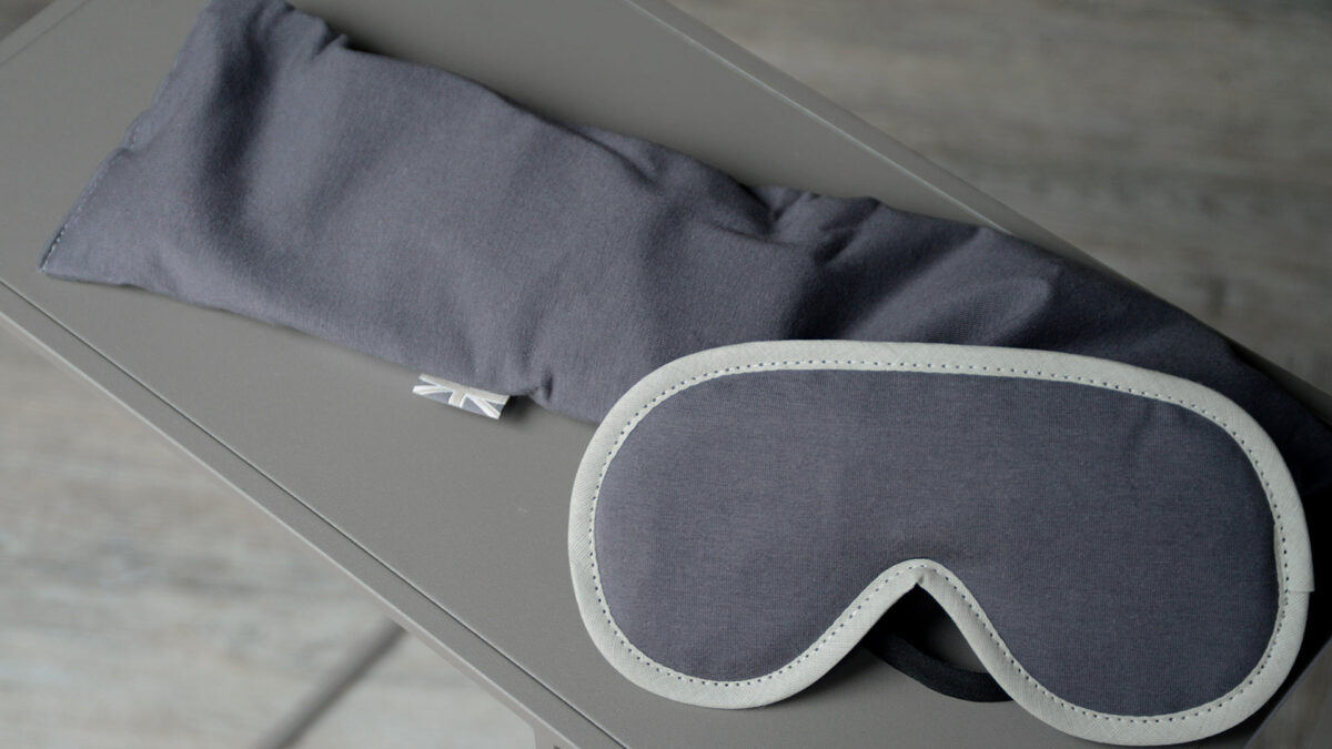 grey jersey eye mask and neck wrap set