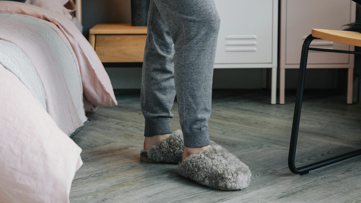 curly sheepskin open heel slippers