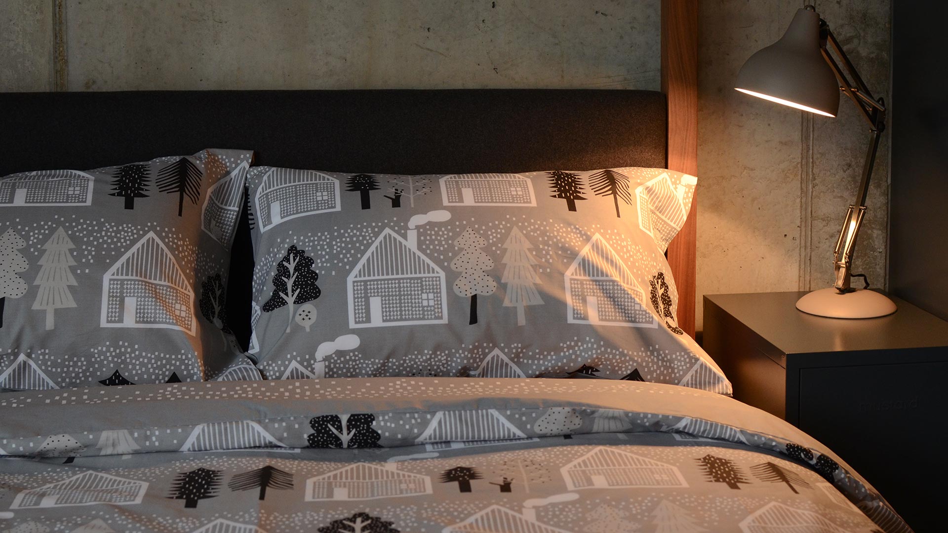 Donna Wilson Grey Duvet Set Log Cabin Print Natural Bed Company