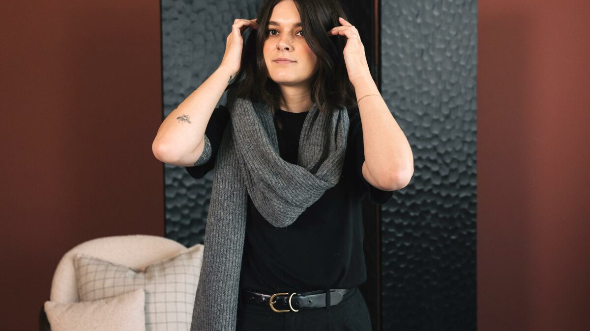 grey luxury scarf in baby alpaca wool