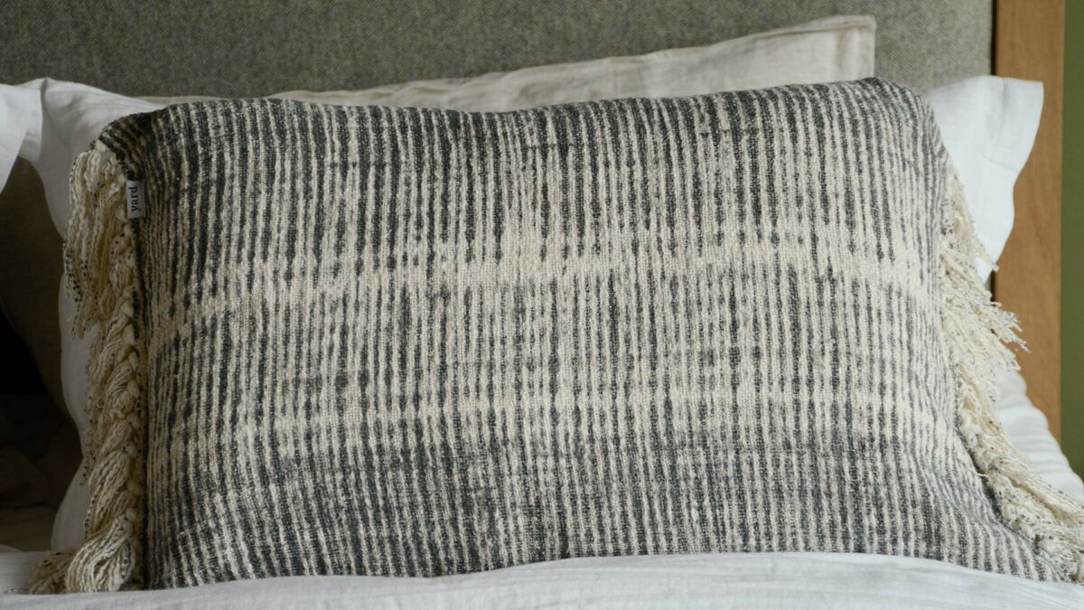 grey organic stripe pattern cushion