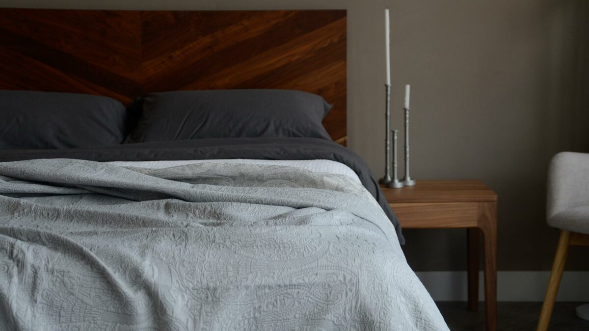 grey patterned classic bedspread