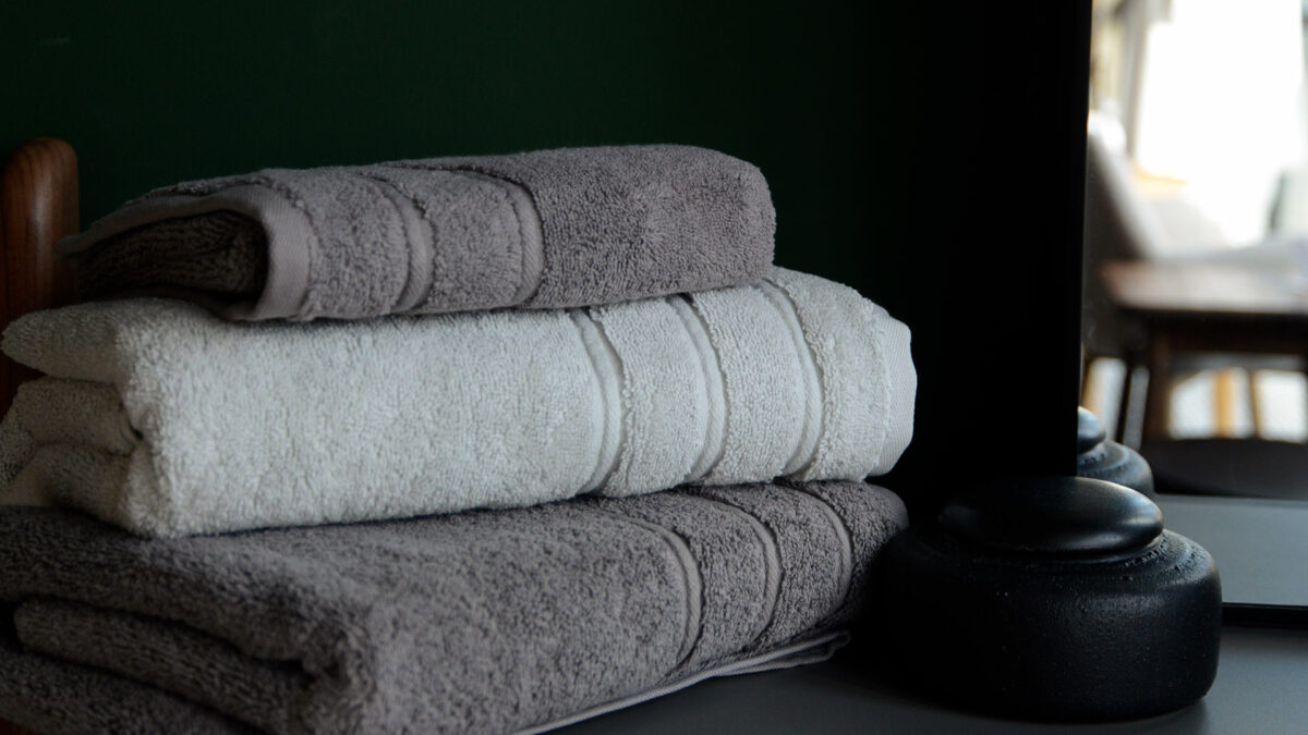 pure cotton towels in shades of grey