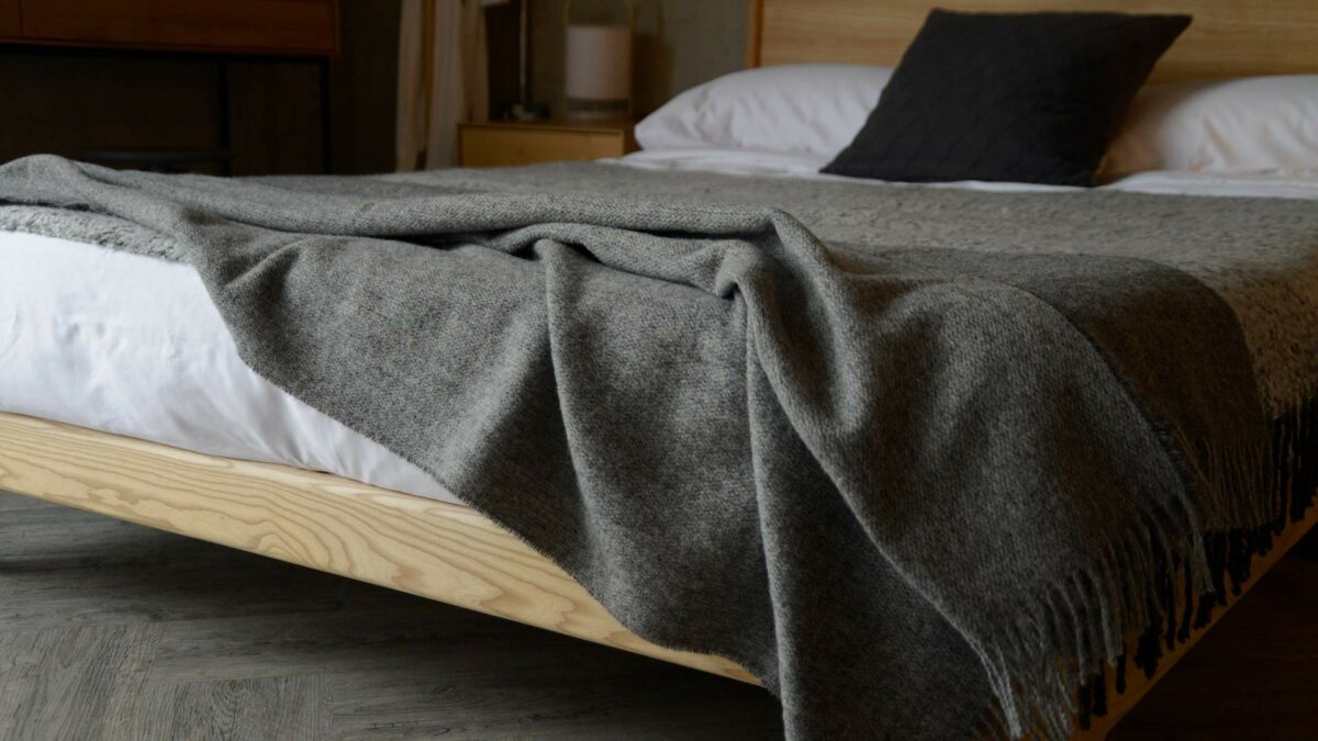 grey pure wool reversible blanket2