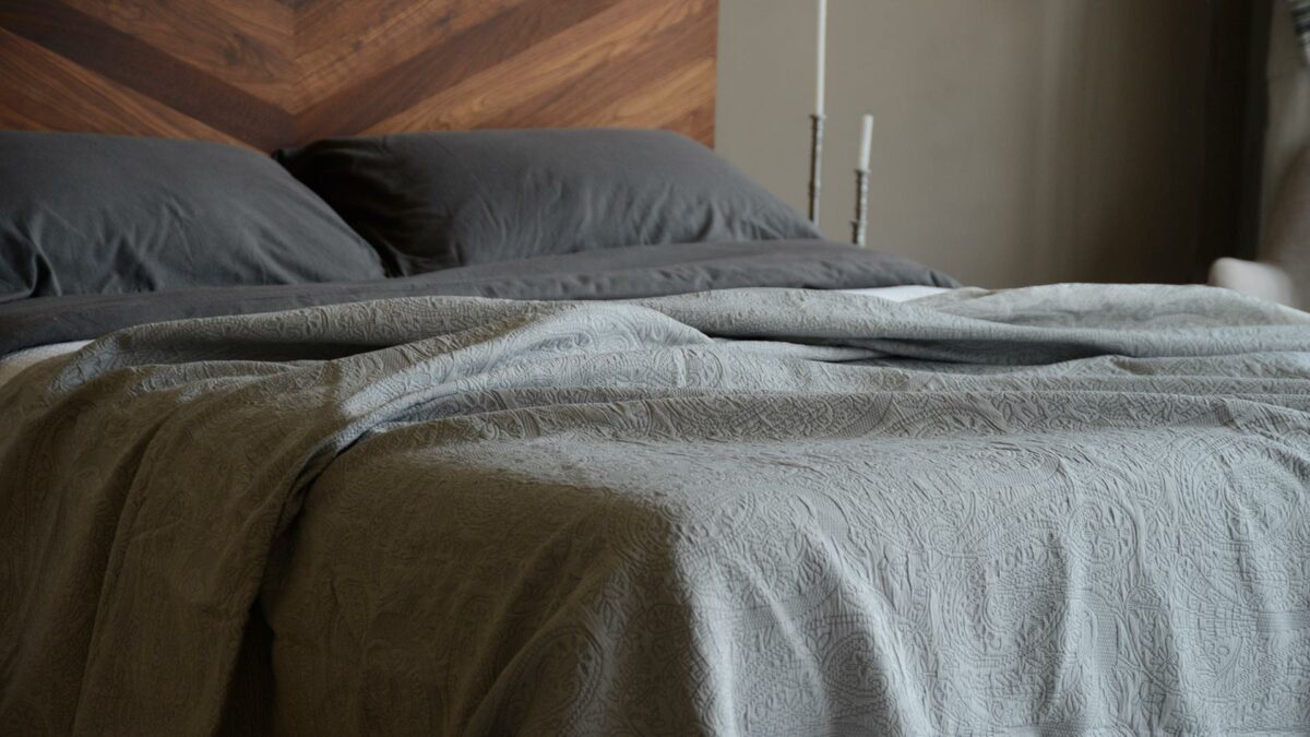 grey textured bedspread