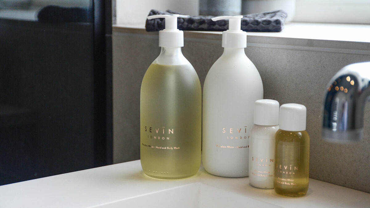 Sevin luxury natural and Paraben-free Vegan Bathroom toiletries with a Spa feel