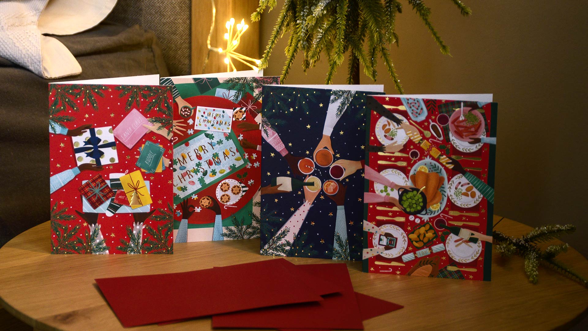 christmas hands - christmas card pack