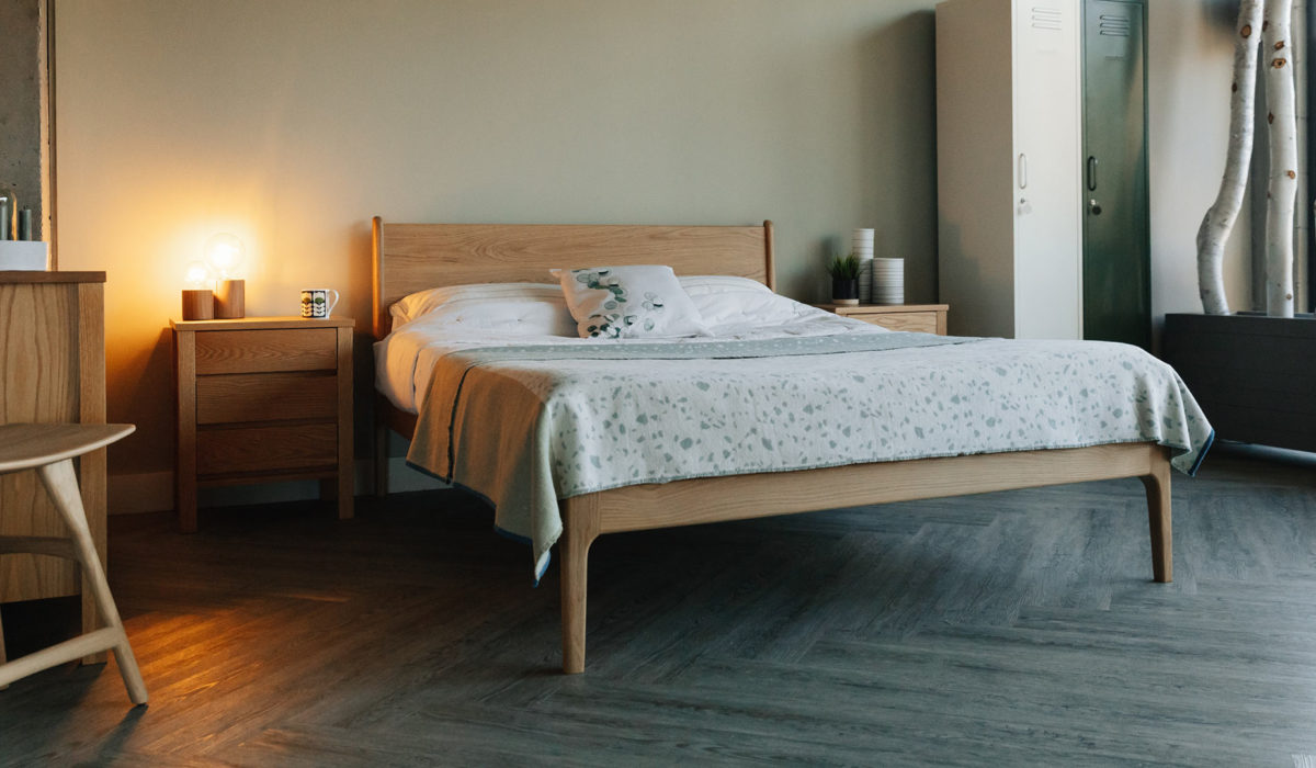 handmade Camden bed in solid oak 2020