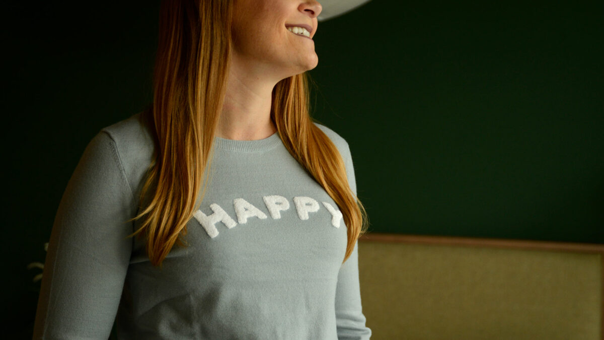 happy motif jumper