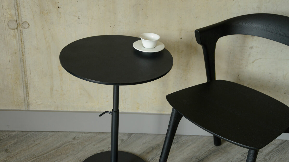 height adjustable black wood side table