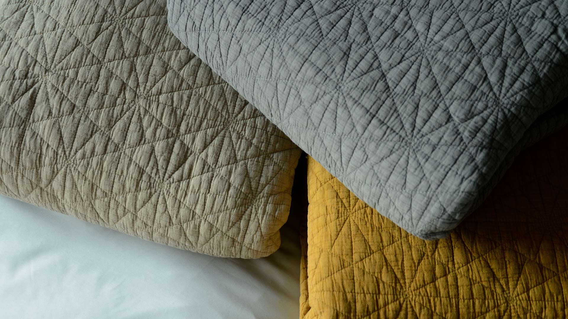 Embroidered Bedspreads Hexagon Design Natural Bed Company