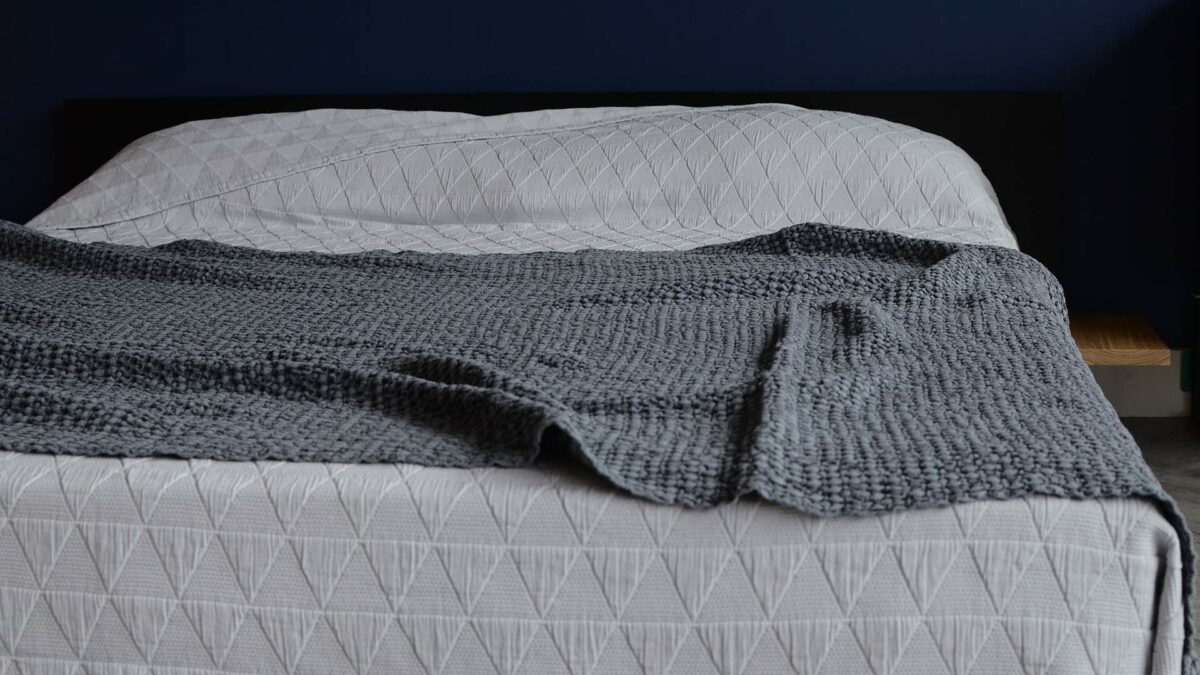 honeycomb weave throw 1 steel grey