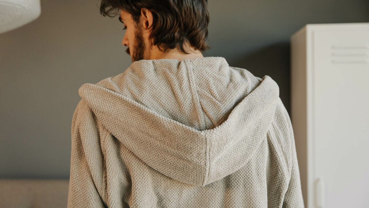 hooded robe from back detail