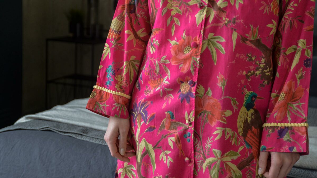 hot pink patterned night shirt