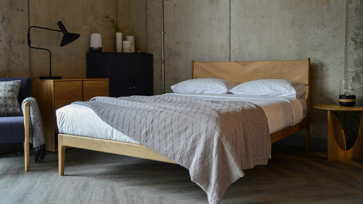 Hand made mid century style Hoxton Bed in Oak