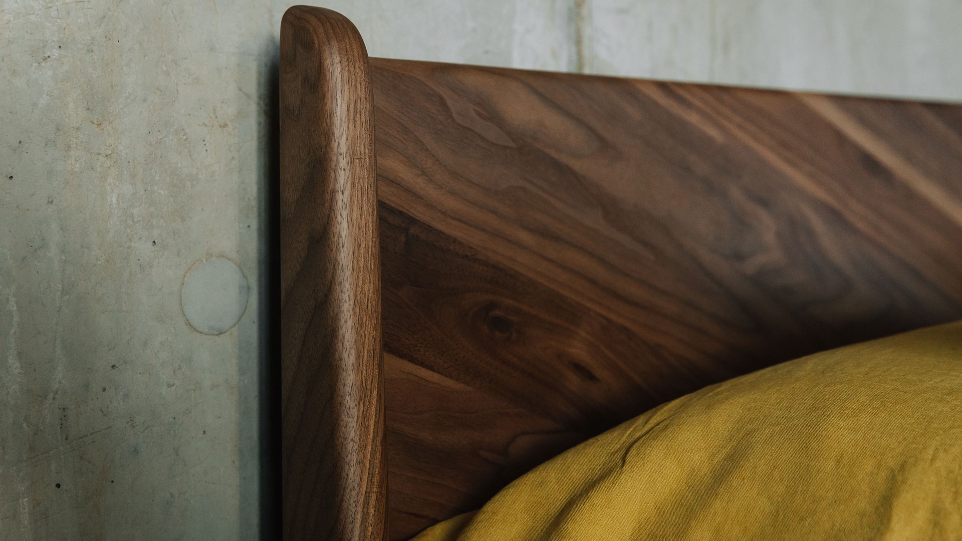 Hoxton bed -solid walnut headboard