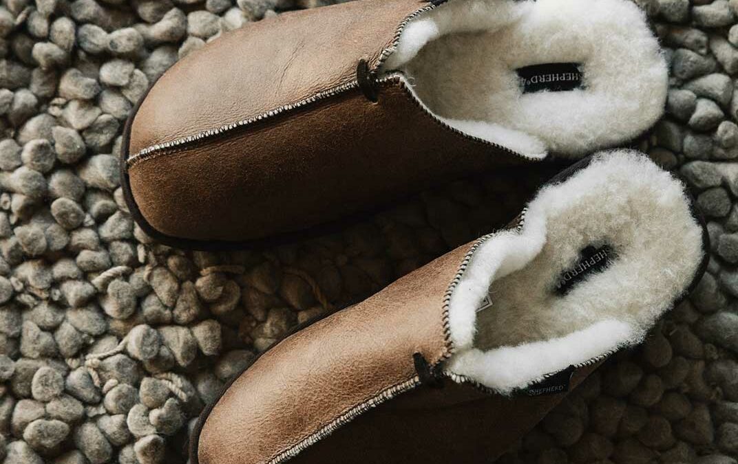 cosy sheepskin slippers in antique brown