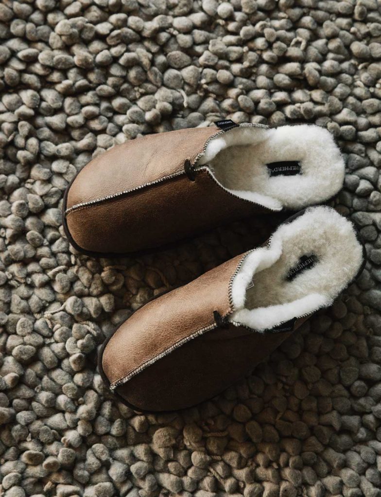 sheepskin slippers in brown