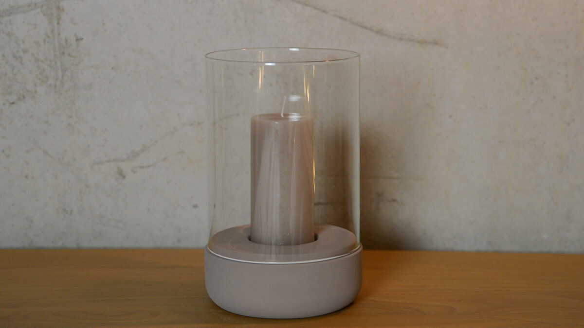 hurricane candle holder taupe
