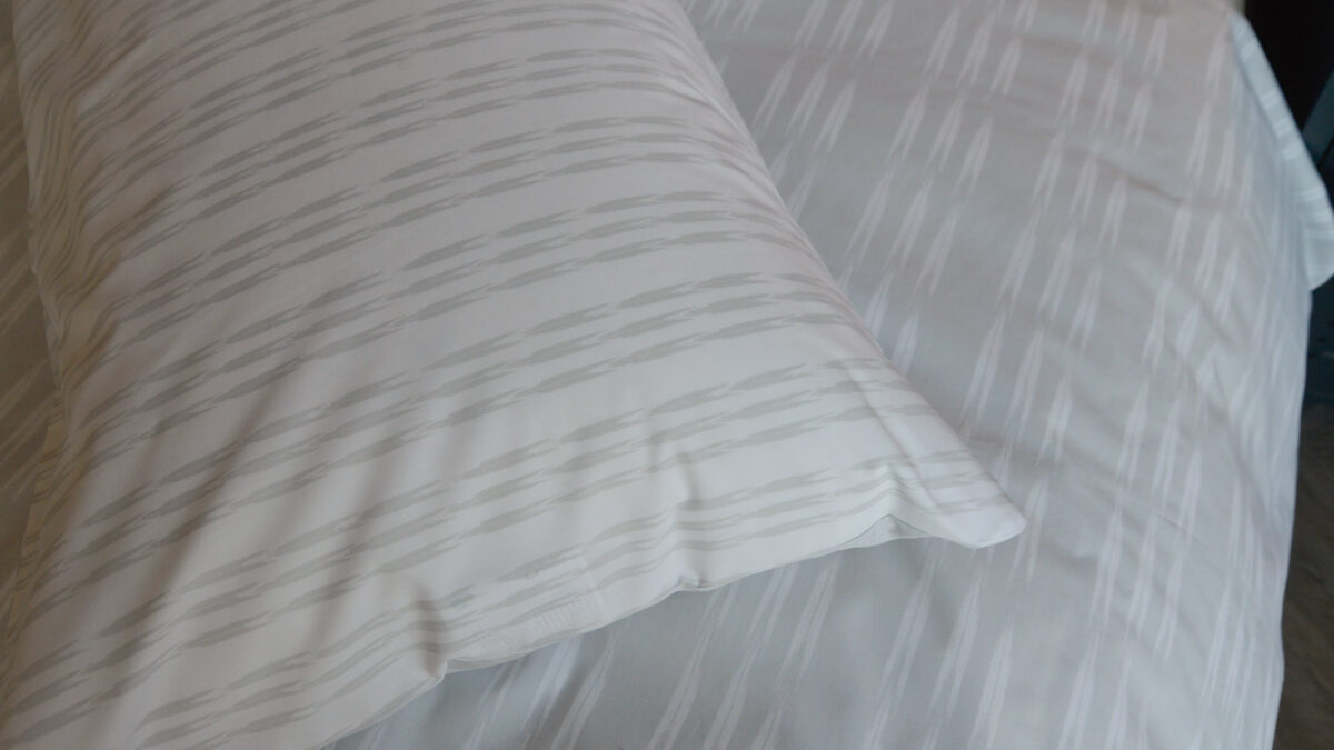 ikat stripe duvet set ivory and silver grey