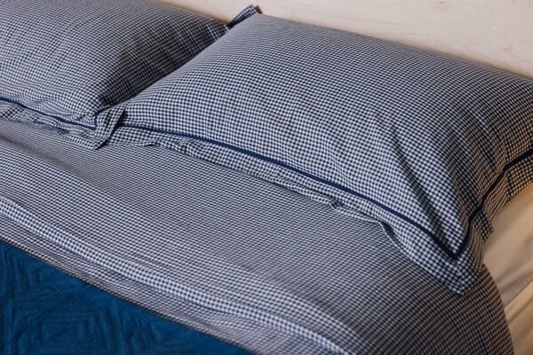 Navy Gingham Cotton Duvet Cover Set
