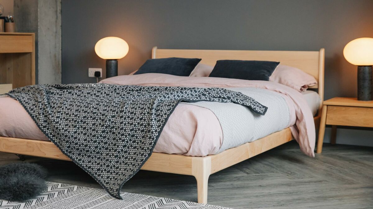 ivory and charcoal patterned throw on pimlico