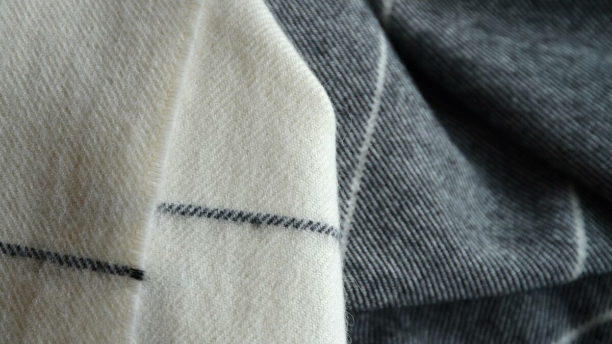 ivory and dark grey alpaca throw