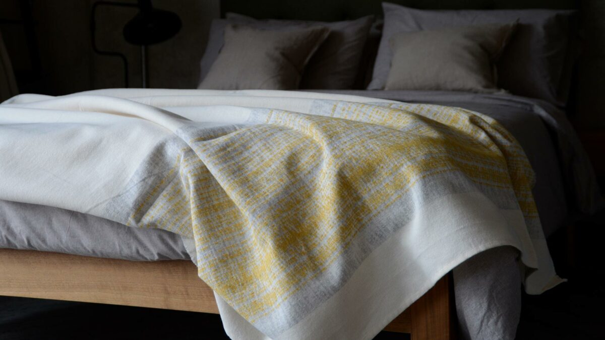 ivory and yellow modern throw