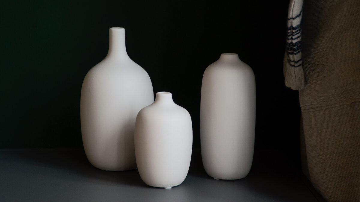 ceramic bottle vases with a matt finish