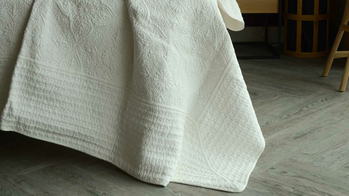 ivory embroidered bedspread