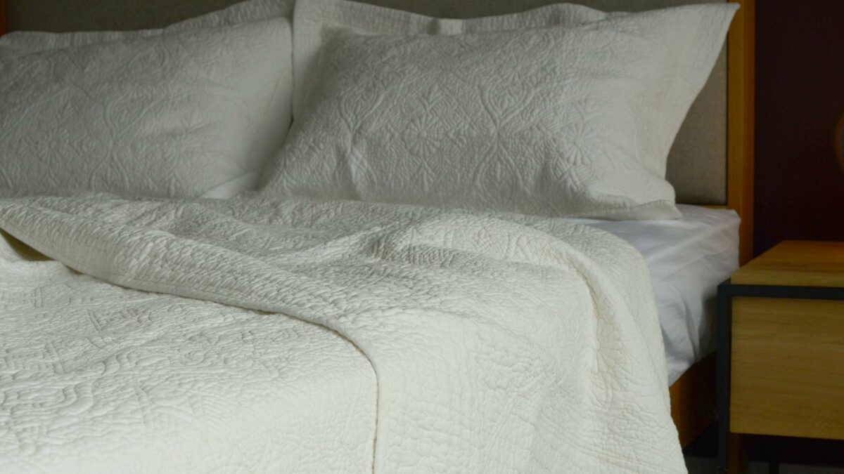 ivory embroidered bedspread pillowcases 1920