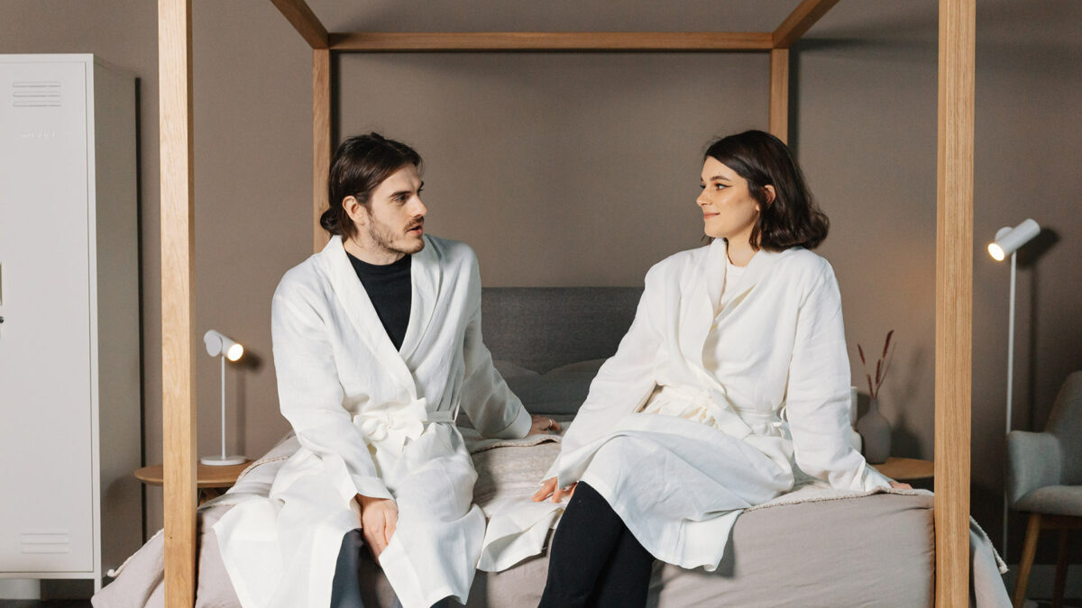 unisex pure linen robe