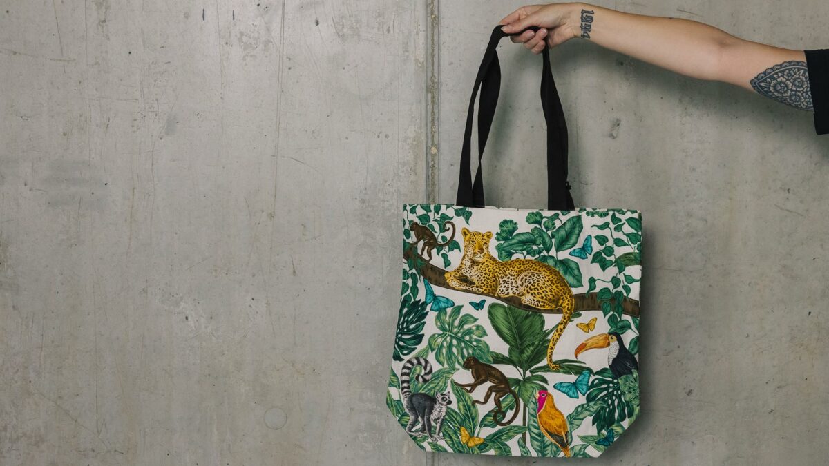 jungle print tote bag