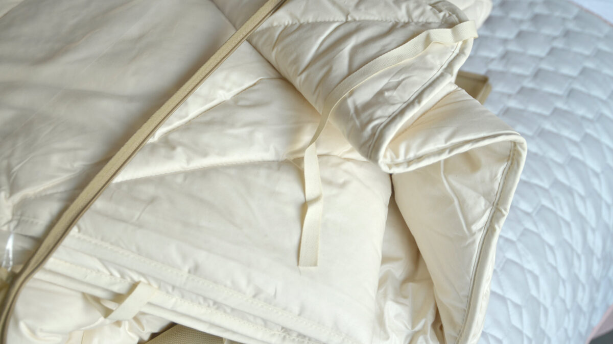kapok and organic cotton filled duvet with ties