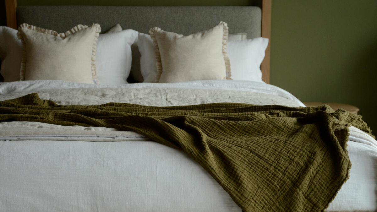 khaki muslin throw
