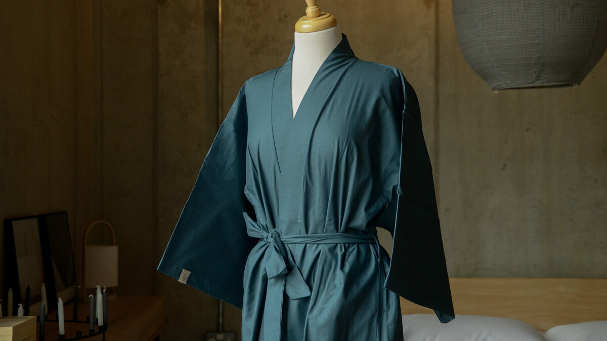 kimono robe in dark muted teal 1200