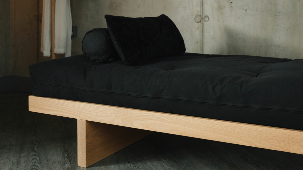 Hand crafted solid Oak modern daybed or single bed