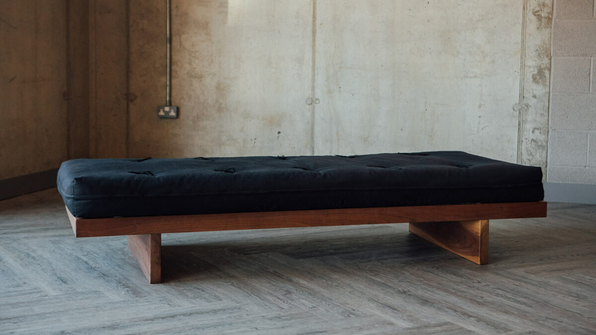 Kyoto futon day-bed - the solid wood frame is made to order in a choice of wood.