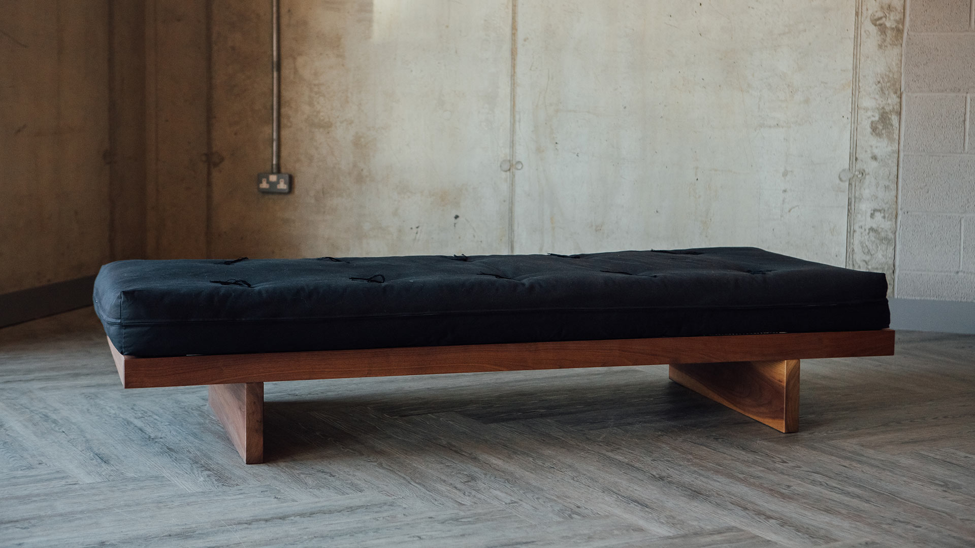 Kyoto futon day-bed - the solid wood frame is made to order in a choice of wood.